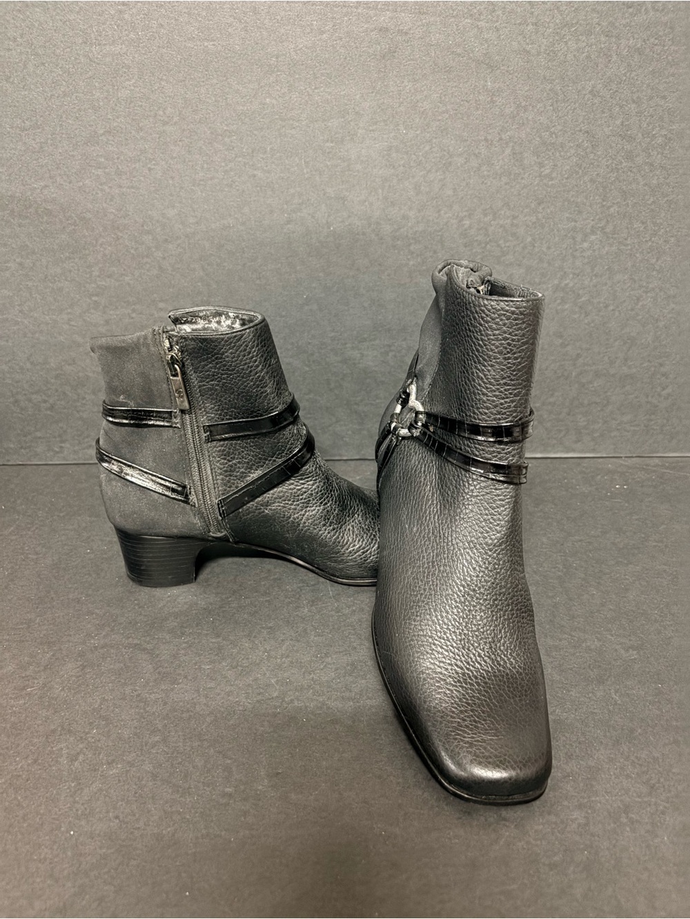 Women's Brighton Black Ankle Boots with Decorative Straps
